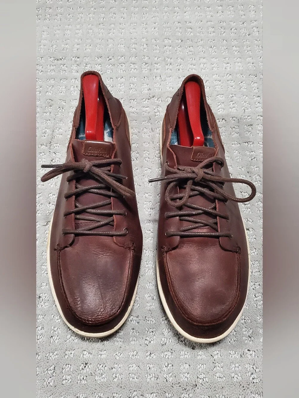 OluKai Nalukai 10378-SA20 Brown Leather Casual Sneaker Men Shoes Size 9 Lace Up